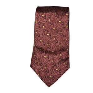 Christian Dior Monsieur Red Silk Neck Tie Geometric Print